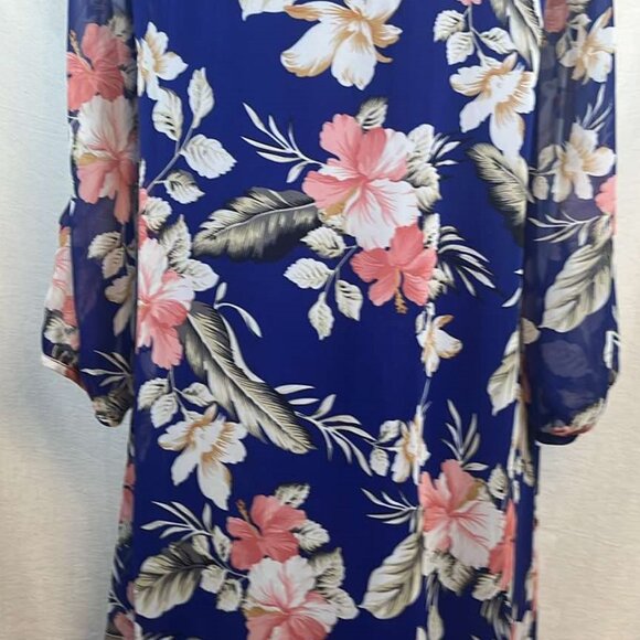 Lulus  Navy Floral Split Sleeve Dress Sz Small Wedding Vacation Celebration - Picture 10 of 12